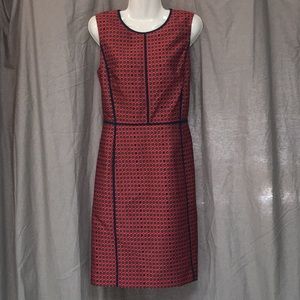 Crimson & Navy Foulard pattern J Crew  sheath